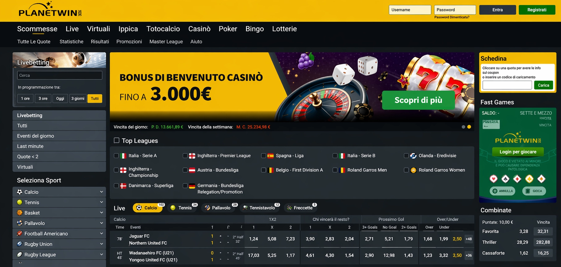 Planetwin casino non AAMS – quote competitive e ampio catalogo 2026